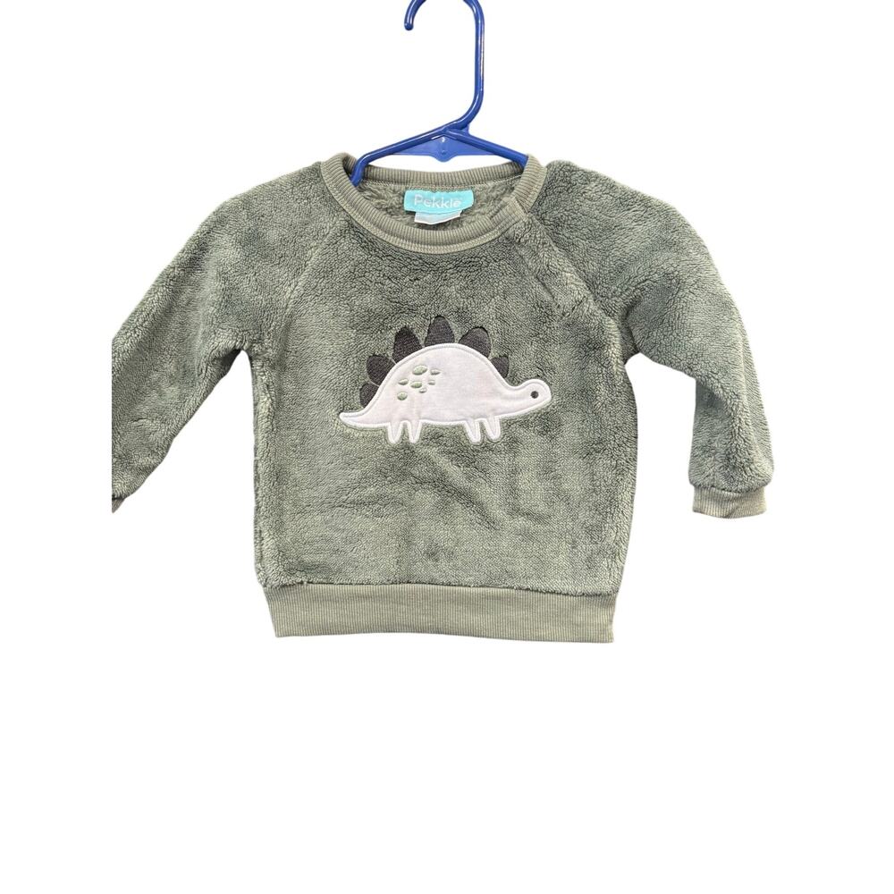 Green Fuzzy Dinosaur Sweater - Pekkle - 9mo